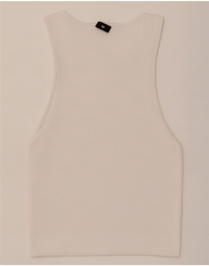 Zara Womens Crop Vest Top UK 8 Small White Viscose