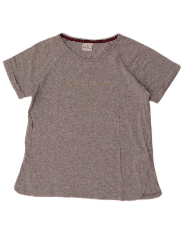 Conte of Florence Womens Graphic T-Shirt Top UK 16 Large Grey Cotton