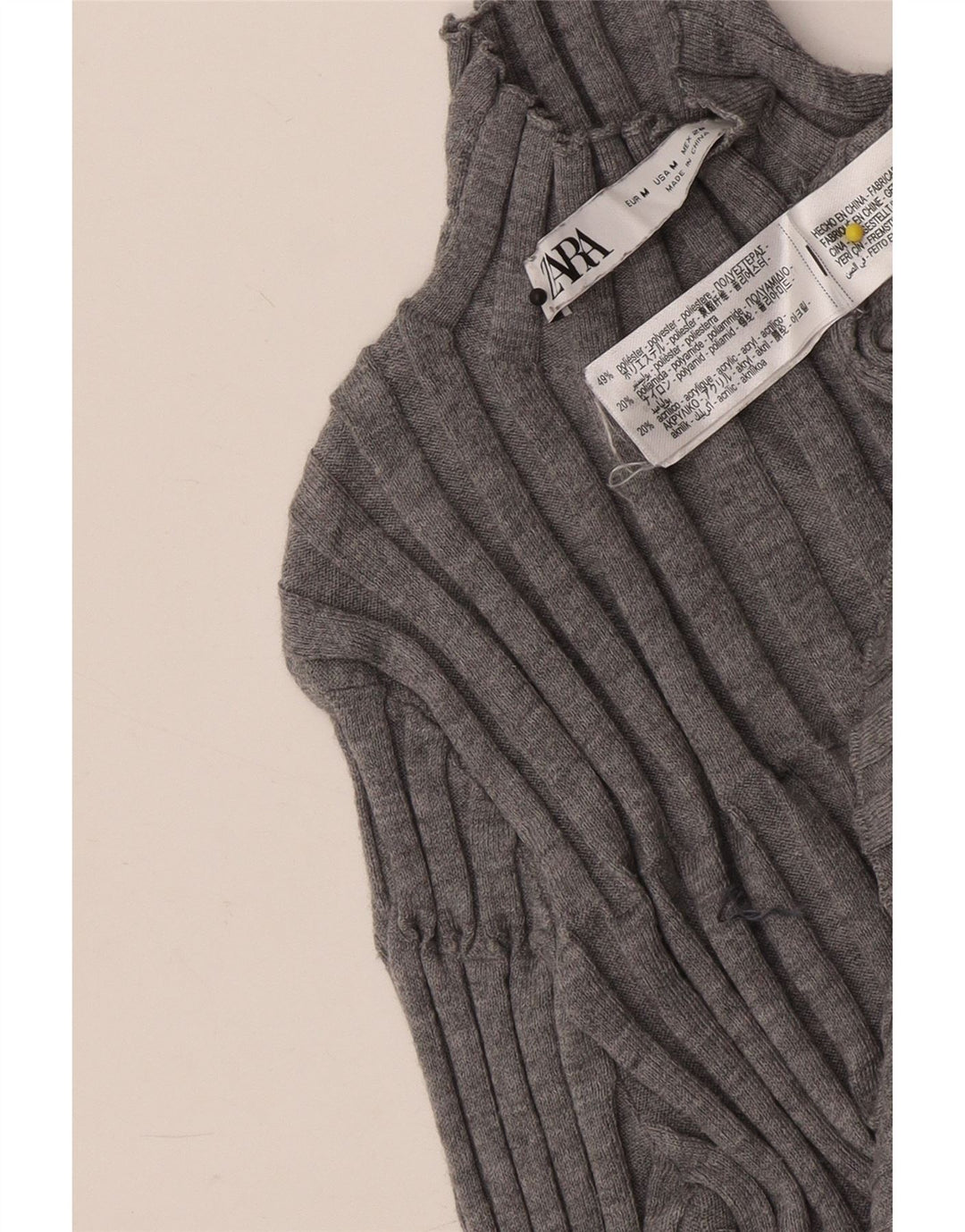 Zara Dame Turtle Neck Jumper Sweater UK 12 Medium Grey Polyester