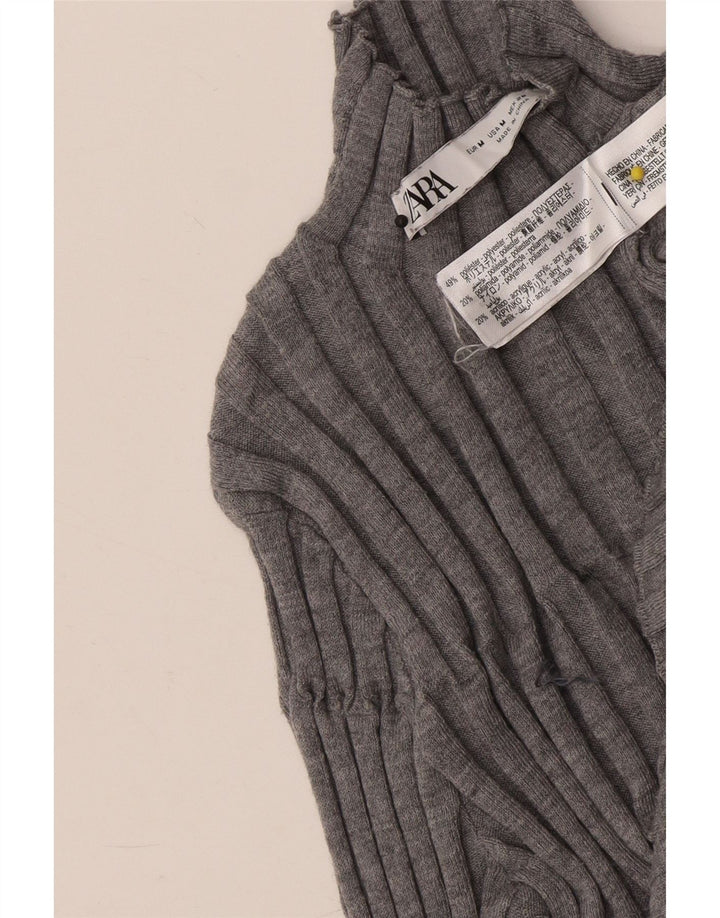 Zara Dame Turtle Neck Jumper Sweater UK 12 Medium Grey Polyester