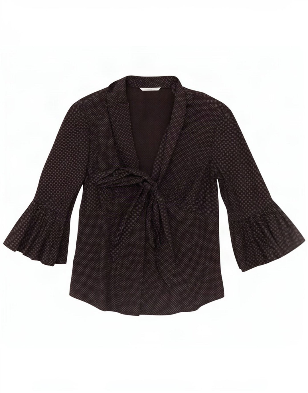 Vintage damebluse med 3/4 ærmer IT 44 Mellem sort plettet bomuld