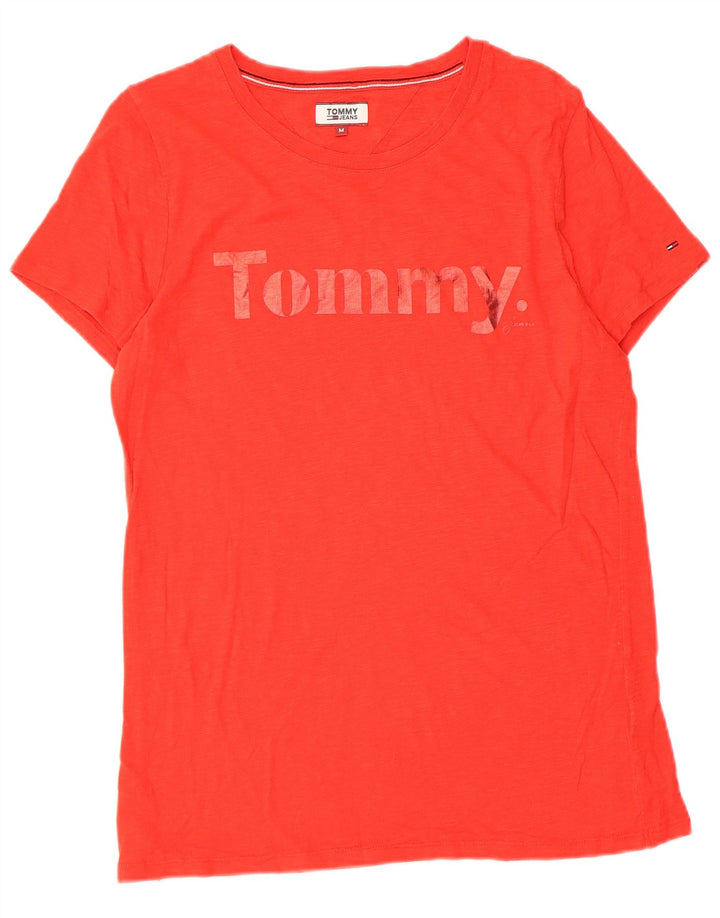 Tommy Hilfiger Dame Grafisk T-Shirt Top UK 12 Medium Rød