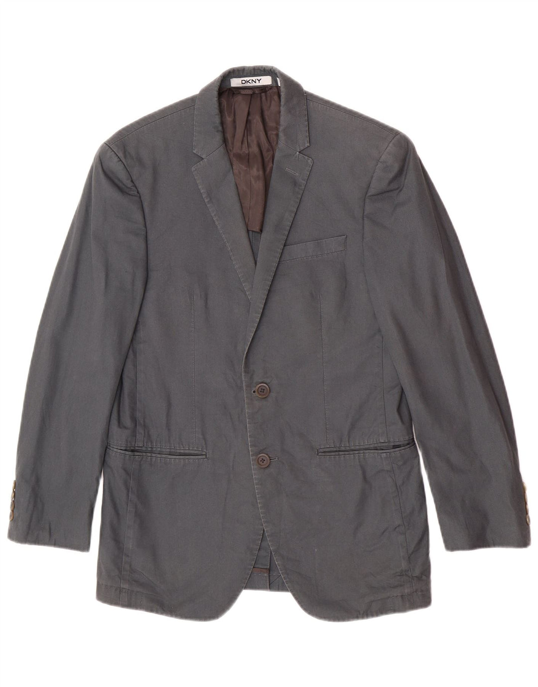 Dkny Herre 2 Knaps Blazer Jakke UK 36 Lille Grå Bomuld