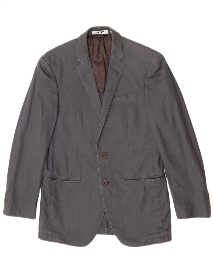 Dkny Herre 2 Knaps Blazer Jakke UK 36 Lille Grå Bomuld