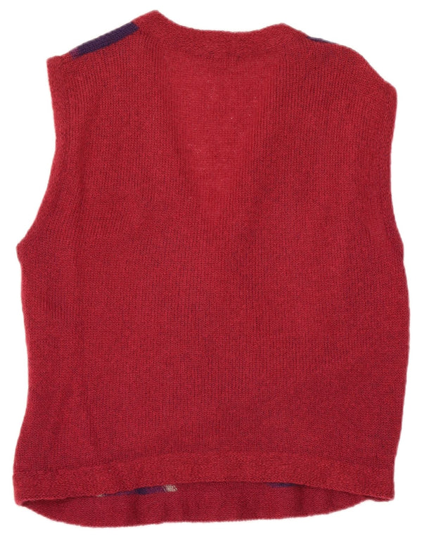 Werther Dame Crop Vest Tank Top IT 44 Medium Burgundy Stribet Mohair