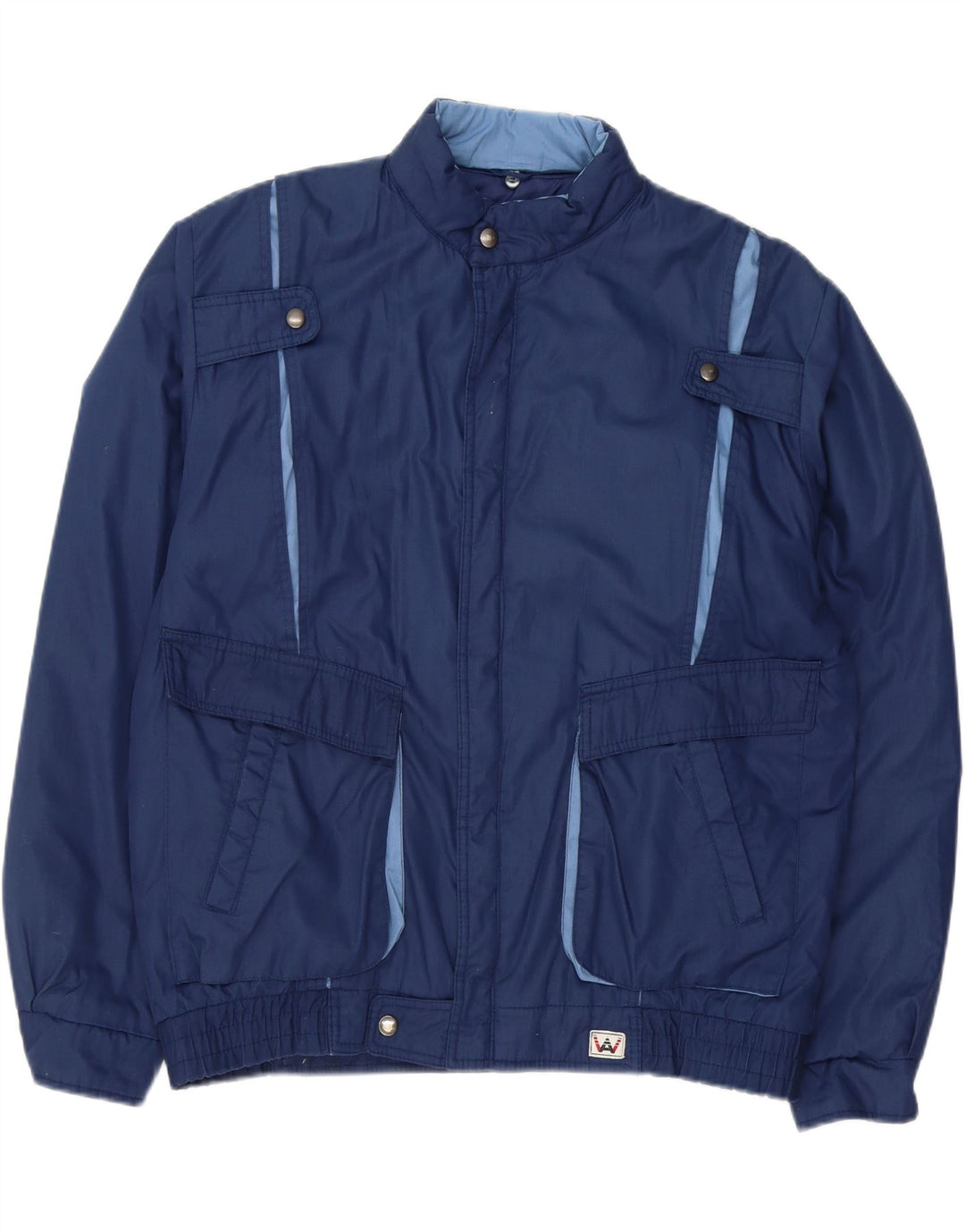 VINTAGE Mens Bomber Jacket IT 52 XL Navy Blue Polyester Vintage Vintage and Second-Hand Vintage from Messina Hembry 