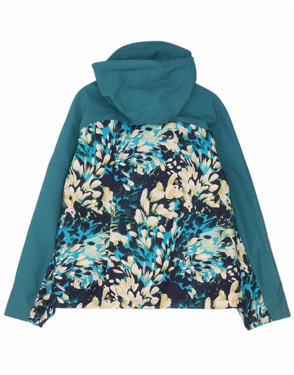 Columbia Dame Hætte vindjakke UK 10 Small Blue Floral Polyester