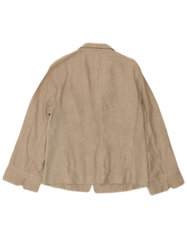 Paolo Tonali Dame 1 Knap Blazer Jakke UK 12 Medium Beige Linen