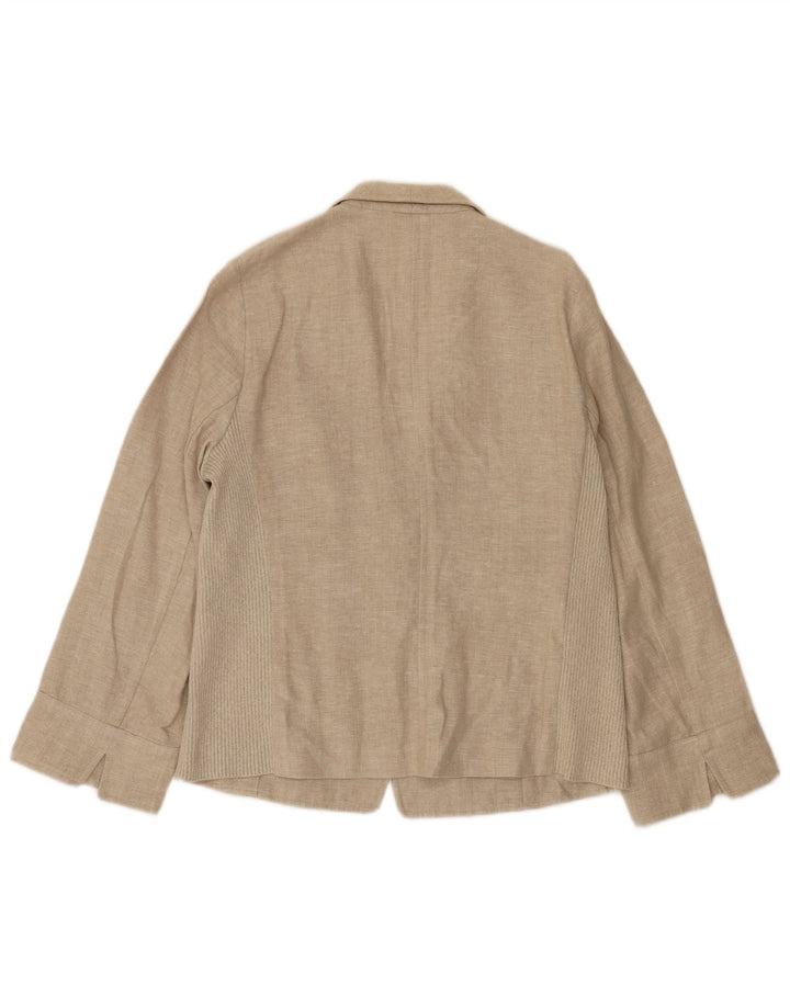 Paolo Tonali Dame 1 Knap Blazer Jakke UK 12 Medium Beige Linen