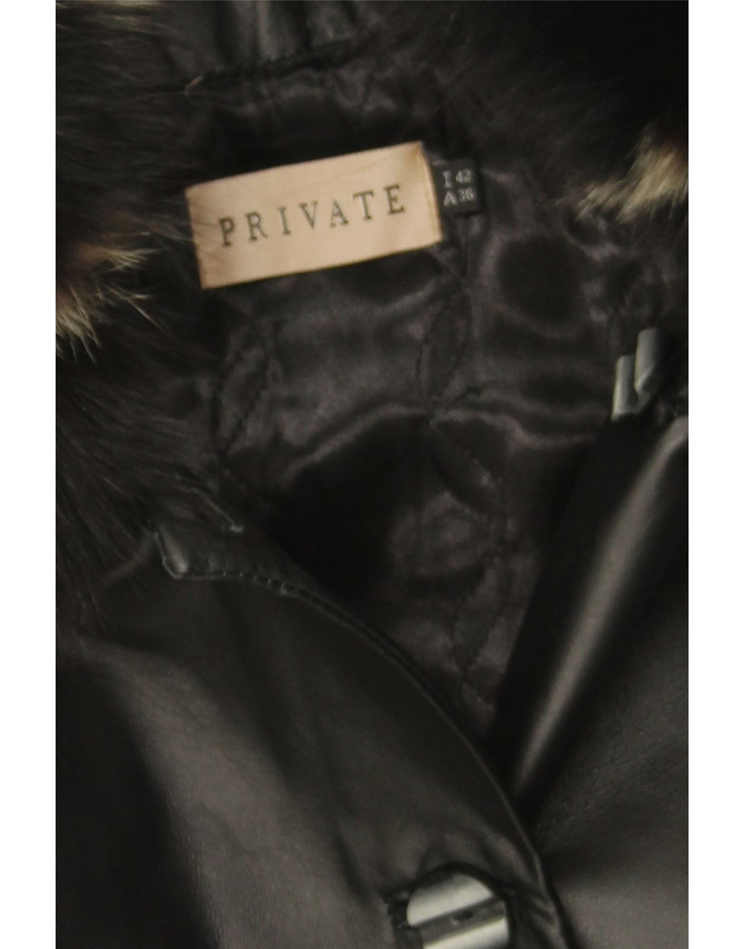PRIVATE Womens Leather Coat IT 42 Medium Black Leather Vintage Private and Second-Hand Private from Messina Hembry 