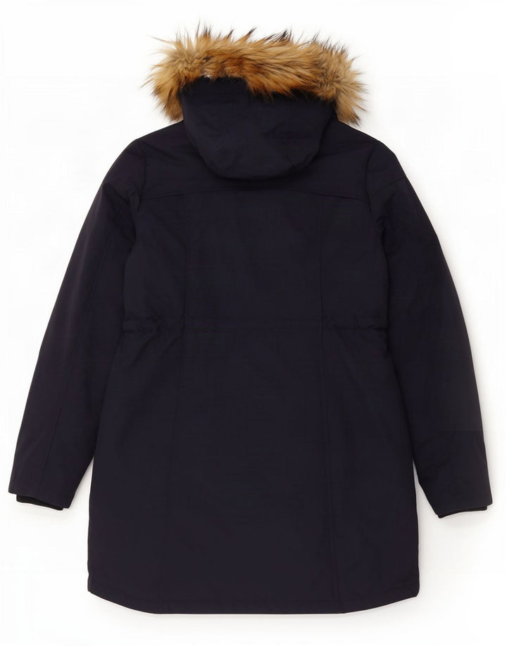Fat Face Dame Hætte Polstret Frakke UK 14 Medium Navy Blue Nylon