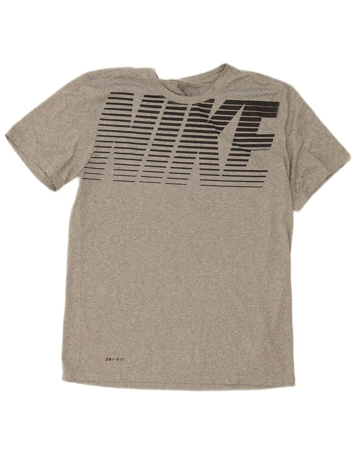 Nike Herre Dri Fit grafisk T-shirt top mellemgrå polyester