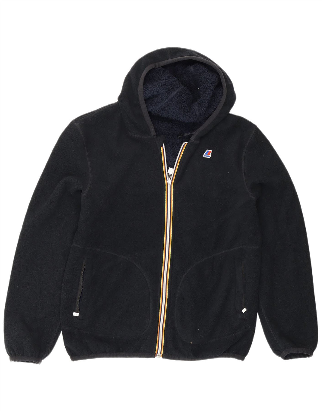 K-Way Herre Hætte Vendbar Fleecejakke UK 40 Large Navy Blue Polyester