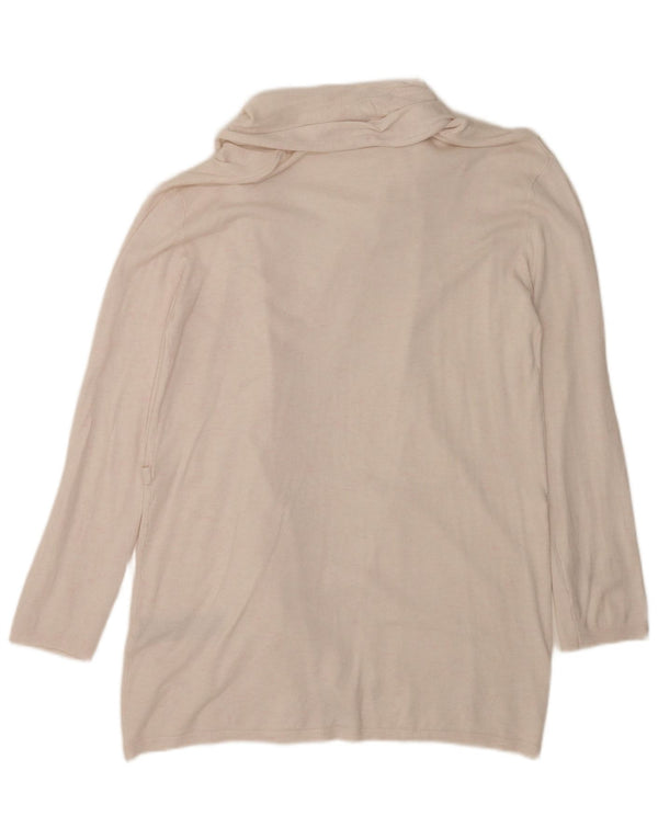Zara Womens Longline Cardigan Sweater UK 16 Large Beige Viscose