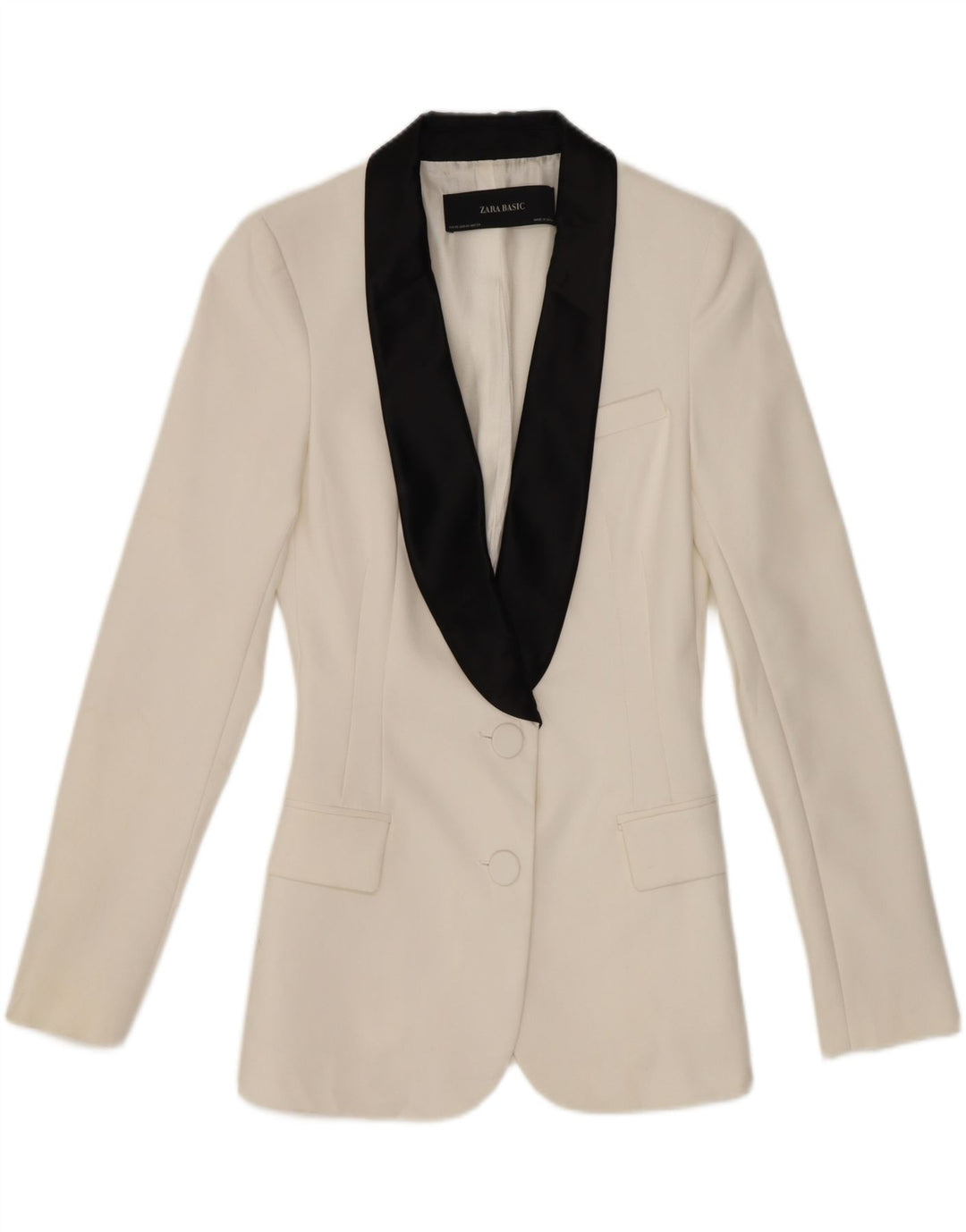 Zara Dame 2-knaps blazerjakke UK 6 XS Hvid Colourblock Polyester