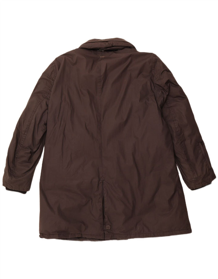 Dkny Herre Hætte Polstret Frakke UK 42 XL Sort Bomuld