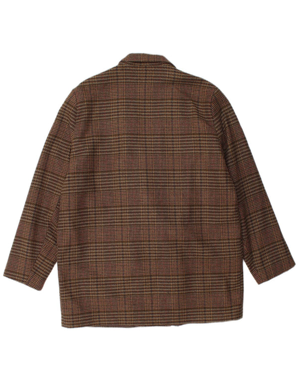 ETAM dobbeltradet blazerjakke til kvinder US 16 2XL brun ternet akryl