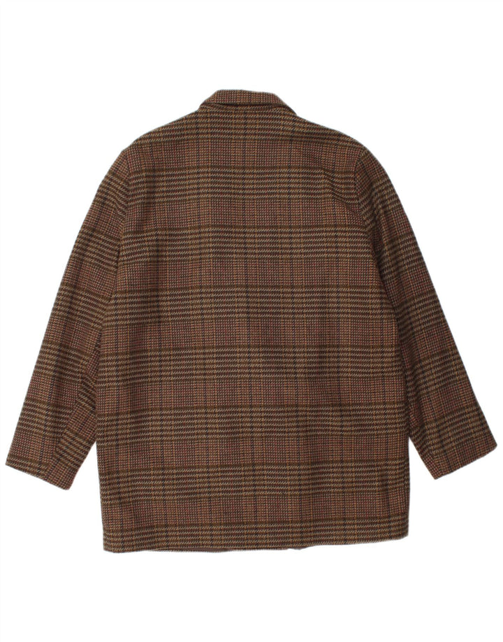 ETAM dobbeltradet blazerjakke til kvinder US 16 2XL brun ternet akryl