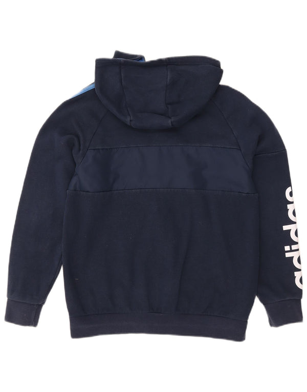 ADIDAS grafisk hættetrøje med lynlås til drenge 12-13 år marineblå farveblok