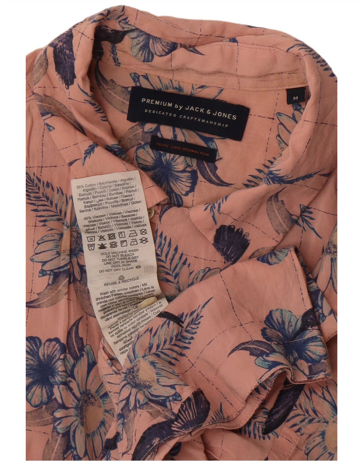 Jack & Jones Kortærmet Herreskjorte Medium Pink Blomsterbomuld