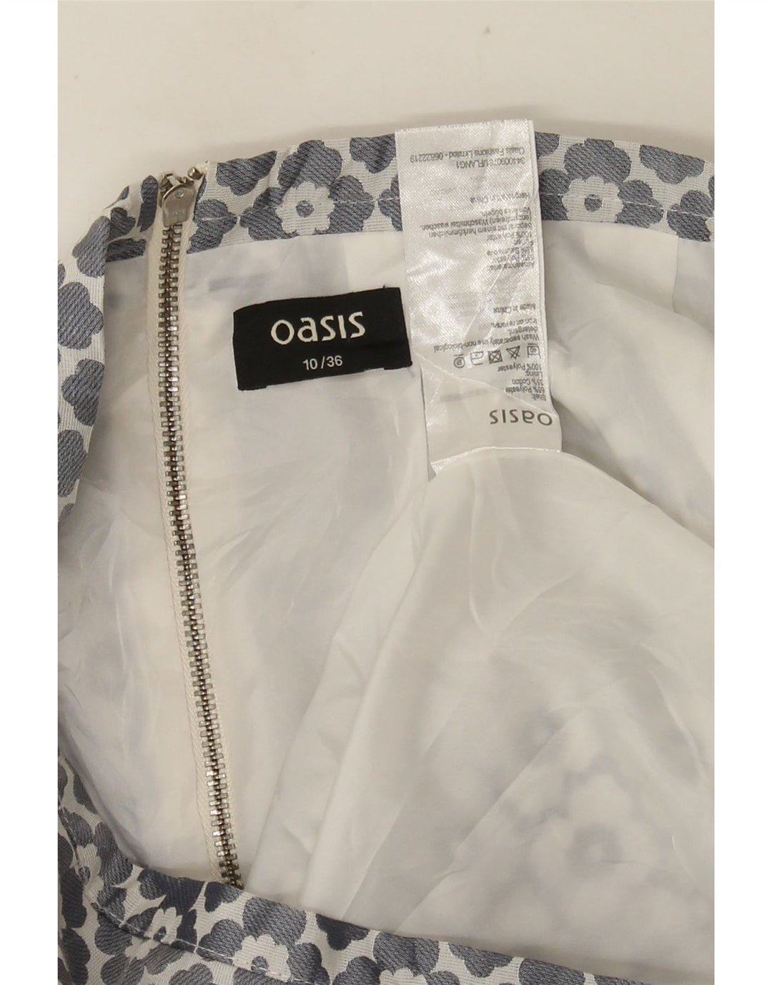 Oasis Dame Mini Nederdel UK 10 Small W28 Grey Floral Polyester