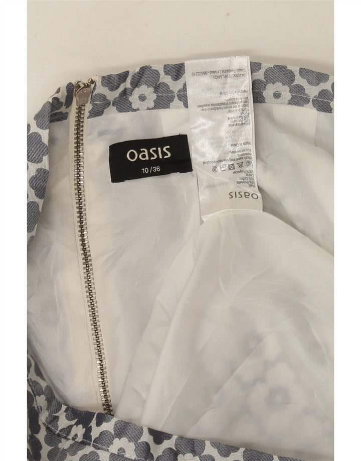 Oasis Dame Mini Nederdel UK 10 Small W28 Grey Floral Polyester