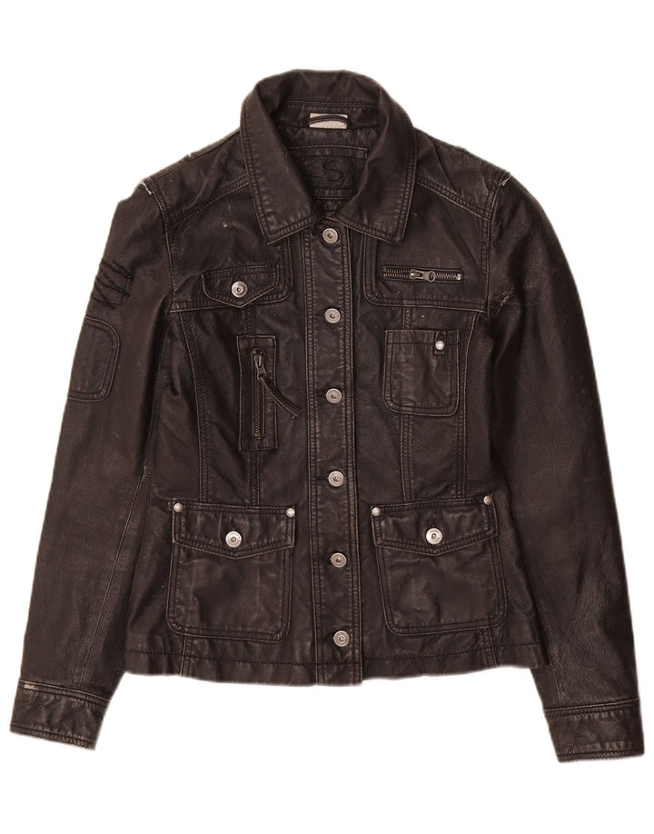 Vintage læderjakke til kvinder UK 10 Lille sort læder