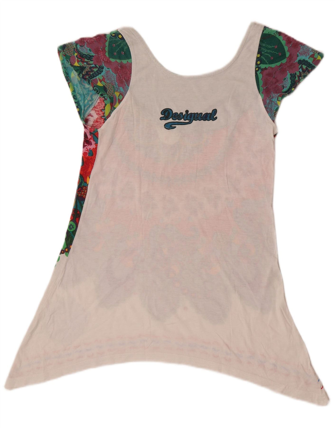 Desigual Dame Asymmetrisk Tunika Top UK 12 Medium Multifarvet
