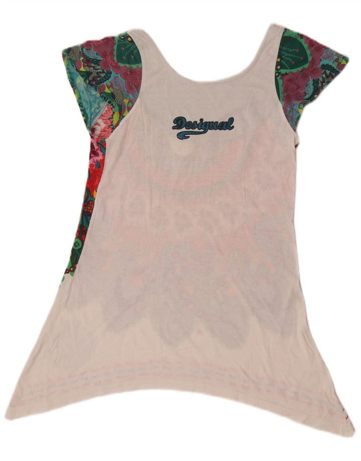 Desigual Dame Asymmetrisk Tunika Top UK 12 Medium Multifarvet