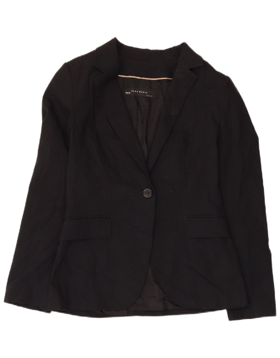 Zara Dame 1-knaps blazerjakke EU 38 Lille sort polyester