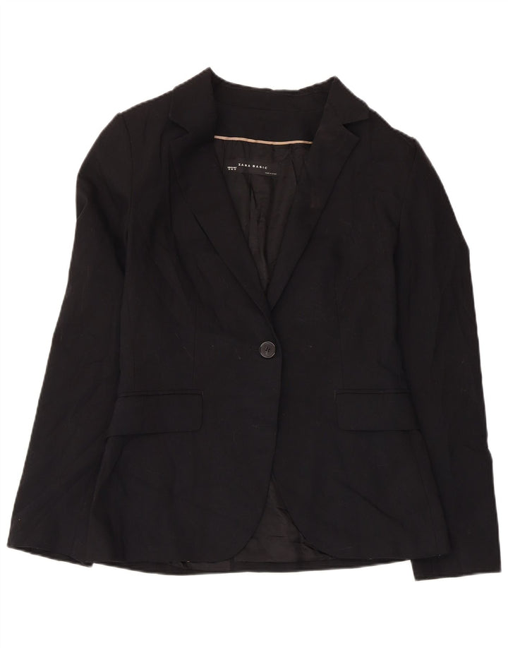 Zara Dame 1-knaps blazerjakke EU 38 Lille sort polyester