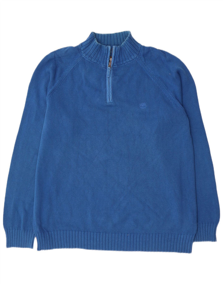 TIMBERLAND Herre Regular Fit Zip Neck Jumper Sweater 2XL Blå Bomuld