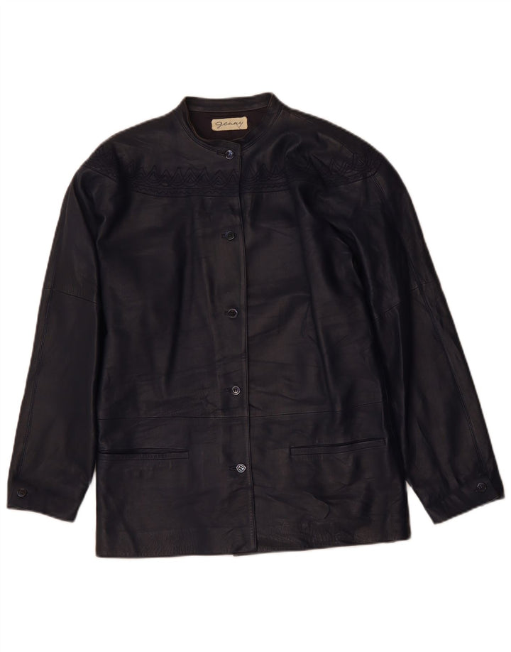 GENNY Oversized læderjakke til kvinder EU 34 XS Marineblå