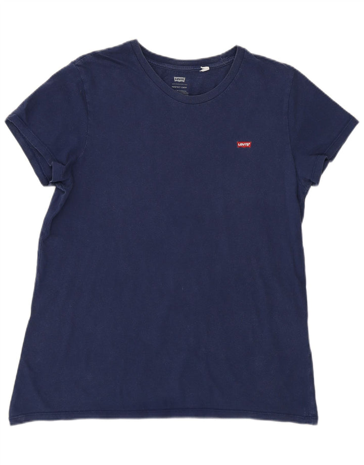 Levi's Dame T-Shirt Top UK 16 Stor Marineblå Bomuld