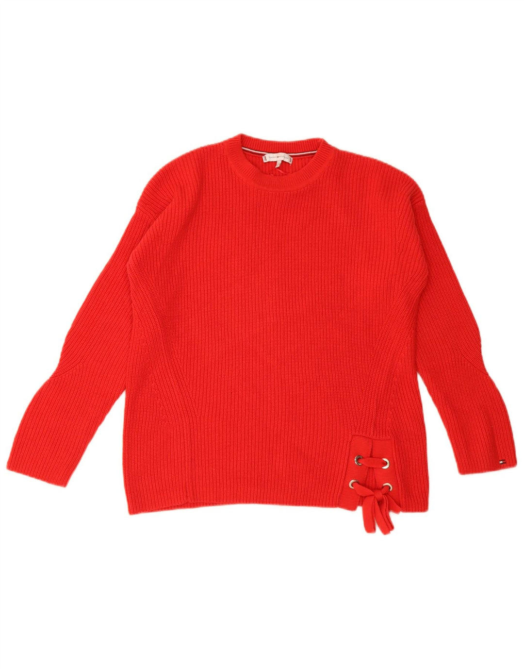 Tommy Hilfiger Dame Oversized Crew Neck Jumper Sweater UK 10 Small Red