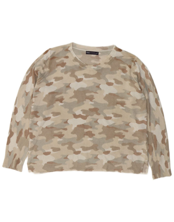 Marks & Spencer Dame Boat Neck Jumper Sweater UK 18 XL Grå Camouflage