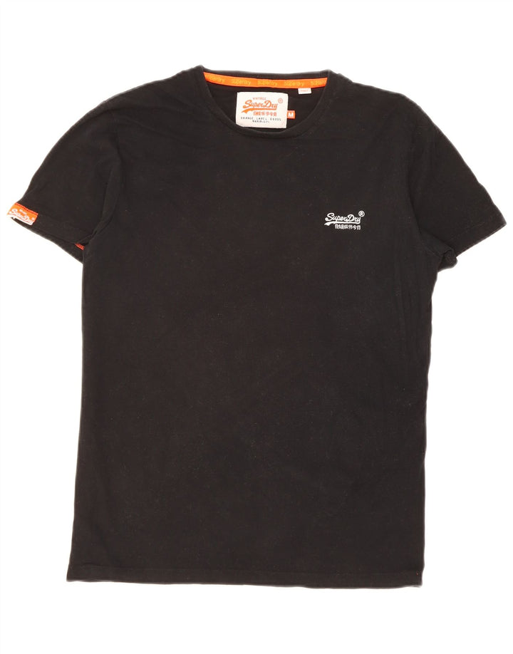SUPERDRY Mens Graphic T-Shirt Top Medium Black Cotton