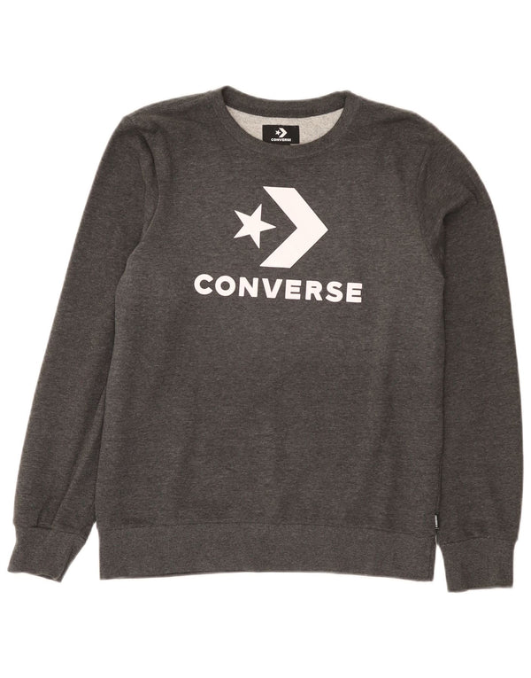 Converse Boys Grafisk Sweatshirt Jumper 13-14 år XL Grå Flecked Bomuld