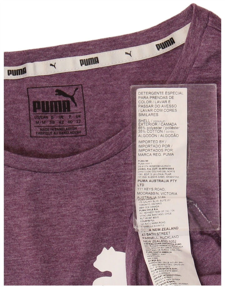 Puma Grafisk T-Shirt Top UK 12 Medium Lilla Polyester