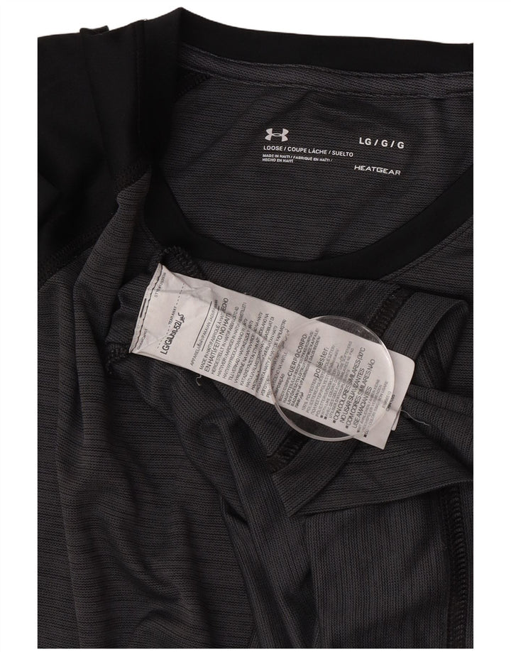 Under Armour Herre Heat Gear T-Shirt Top Stor Grå Colourblock Polyester