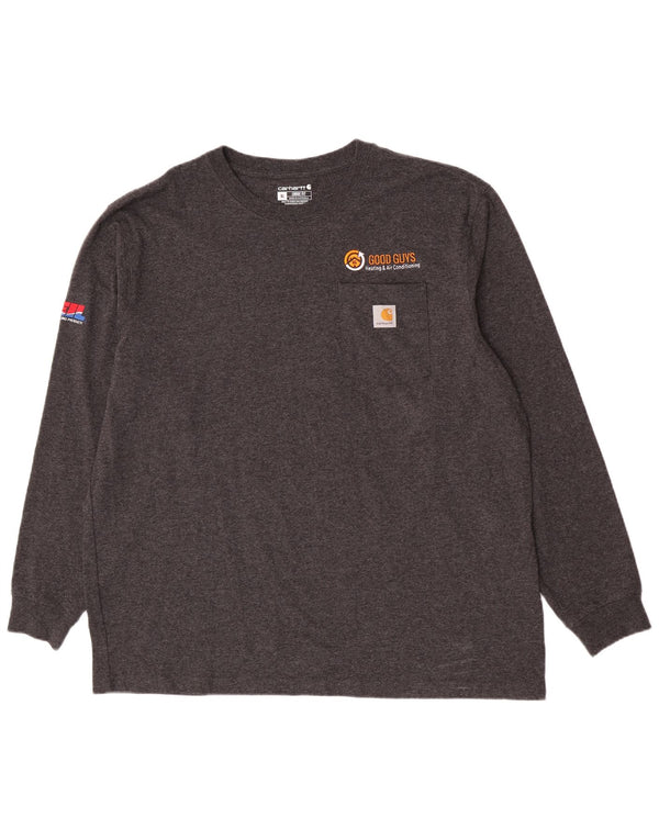 Carhartt Herre Loose Fit Grafisk Top Langærmet XL Grå Bomuld