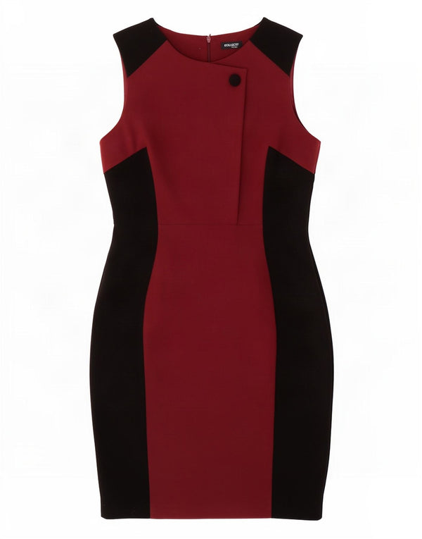 Debenhams Dame Sleeveless Sheath Dress UK 16 Large Burgundy Colourblock