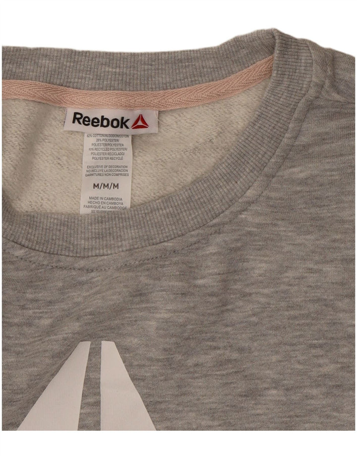 Reebok Dame grafisk sweatshirt Jumper UK 14 Medium Grey Colourblock