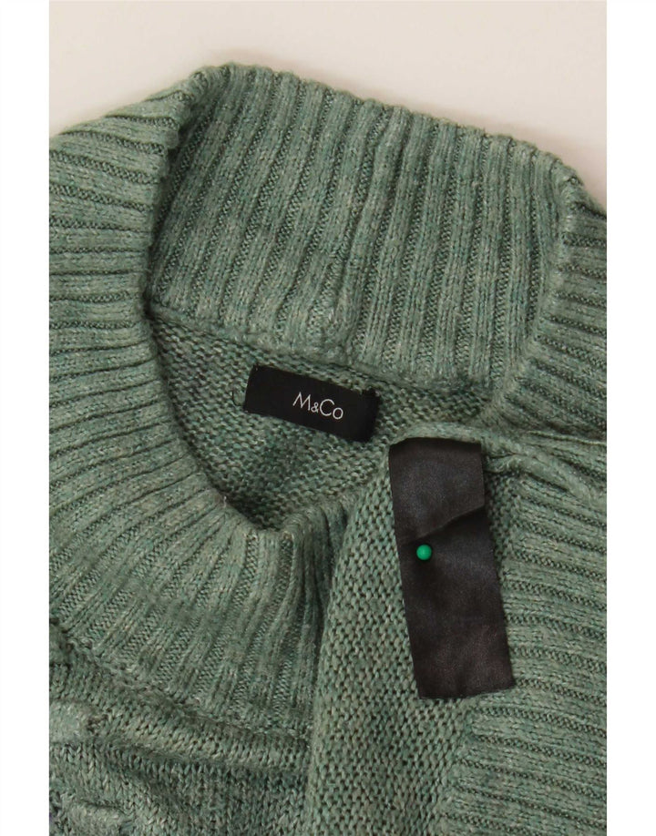 M&Co Dame Oversized Turtle Neck Jumper Sweater UK 10 Small Green