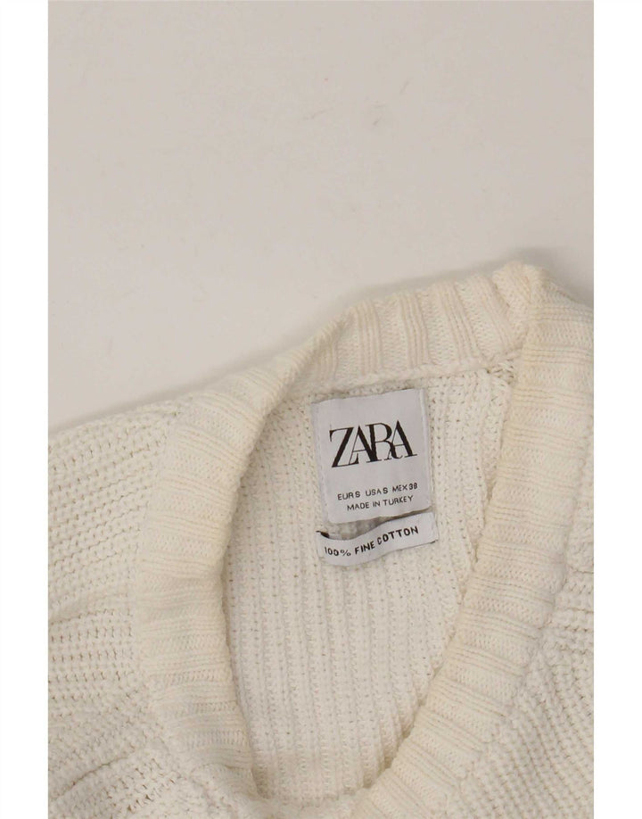 Zara Herre sweater med rund hals, lille hvid bomuld