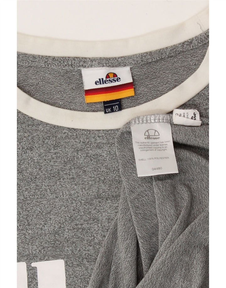 Ellesse Dame Grafisk T-Shirt Top UK 10 Small Grå Flecked Polyester