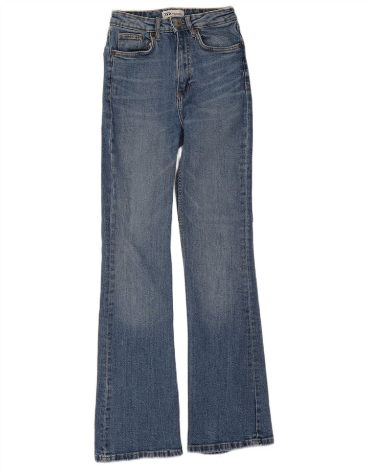 Zara Dame Flared Jeans EU 34 2XS W24 L30 Blå Bomuld