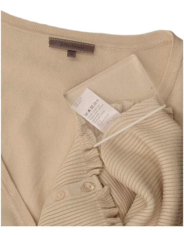 John Lewis Dame Cardigan Sweater UK 10 Small Beige Viscose