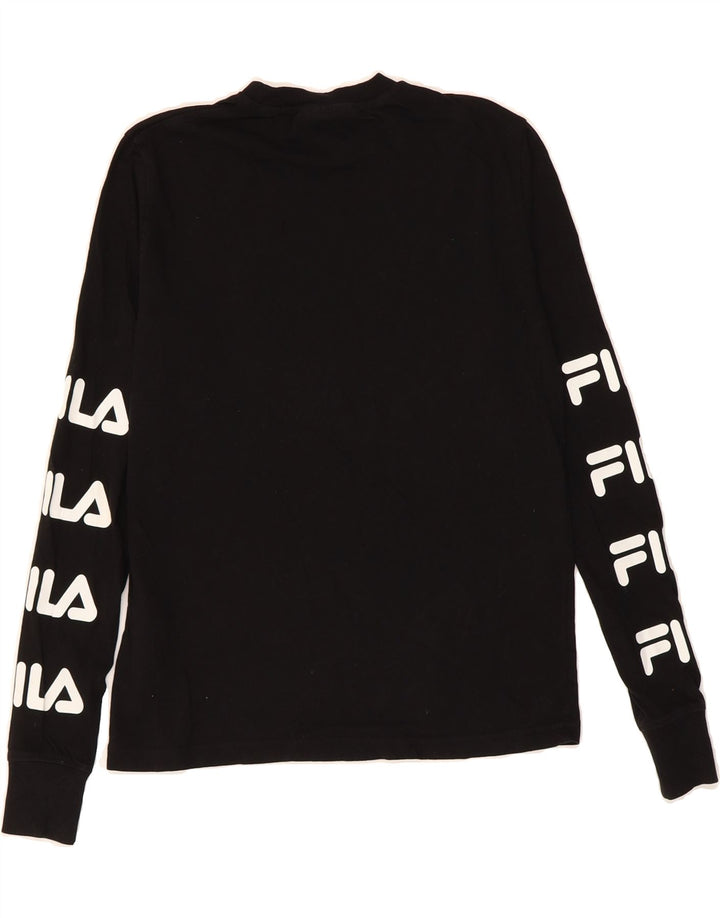 FILA Womens Graphic Top Long Sleeve UK 2 2XS Black Cotton Vintage Fila and Second-Hand Fila from Messina Hembry 