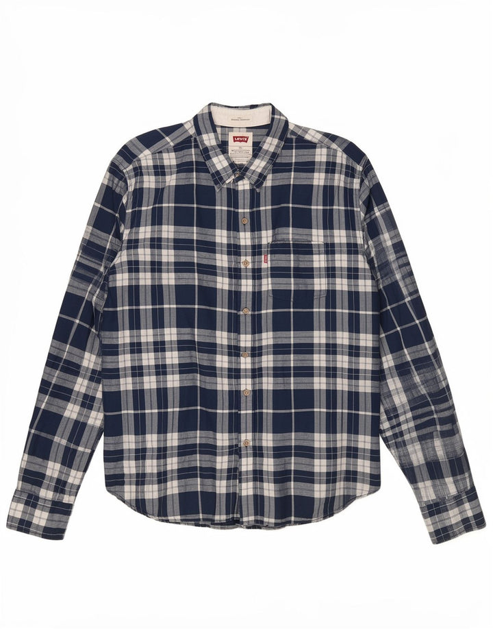 Levi's herreskjorte 2XL blå ternet hør